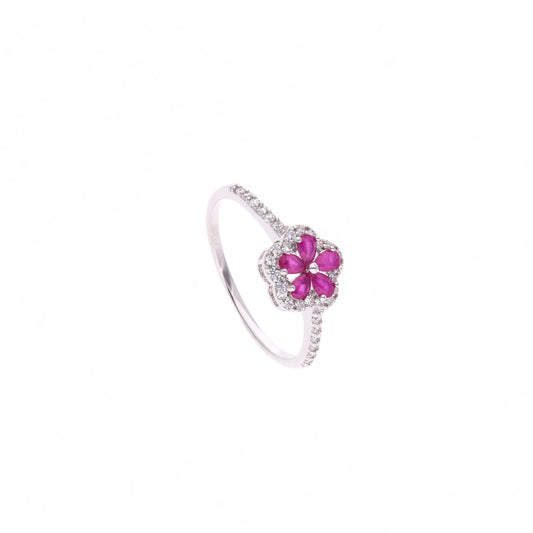ANILLO EN PLATA LEY .925, CON RODIO , ZIRCONIA AAA ROJO RUBI Y BLANCO