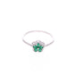 ANILLO EN PLATA LEY .925, CON RODIO , ZIRCONIA AAA VERDE ESMERALDA Y BLANCO