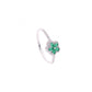 ANILLO EN PLATA LEY .925, CON RODIO , ZIRCONIA AAA VERDE ESMERALDA Y BLANCO