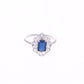 Anillo Plata Ley 925 con Rodio y Zirconia AAA Color Azul Zafiro y Blanco