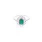 Anillo Plata Ley 925 con Rodio y Zirconia AAA Color Verde Esmeralda y Blanco