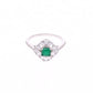 ANILLO EN PLATA LEY .925, CON RODIO , ZIRCONIA AAA VERDE ESMERALDA Y BLANCO