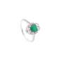 Anillo en Plata Ley 925 con Rodio y Zirconia AAA Color Verde Esmeralda y Blanco