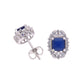 BROQUEL EN PLATA LEY .925, CON RODIO , ZIRCONIA AAA AZUL ZAFIRO Y BLANCO  , EN FORMA DE FLOR