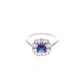 Anillo Plata Ley 925 con Rodio y Zirconia AAA Color Azul Zafiro y Blanco