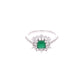 ANILLO EN PLATA LEY .925, CON RODIO , ZIRCONIA AAA VERDE ESMERALDA Y BLANCO