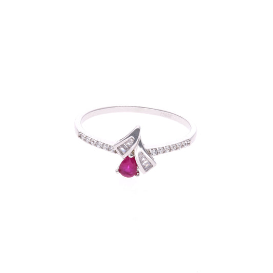 ANILLO EN PLATA LEY .925, CON RODIO , ZIRCONIA AAA ROJO RUBI Y BLANCO