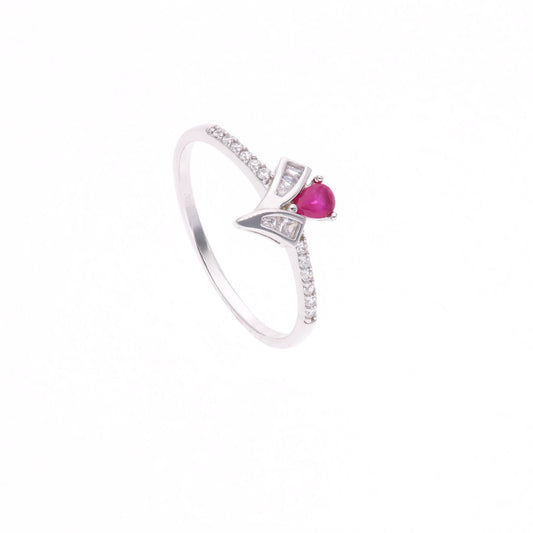 ANILLO EN PLATA LEY .925, CON RODIO , ZIRCONIA AAA ROJO RUBI Y BLANCO