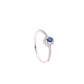 Anillo Plata Ley 925 con Rodio y Zirconia AAA Color Azul Zafiro y Blanco