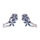 Aretes Plata Ley 925 con Rodio y Zirconia AAA Color Azul Zafiro y Blanco en Forma de Dos Flores