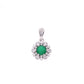 Dije Plata Ley 925 con Rodio y Zirconia AAA Color Verde Esmeralda y Blanco