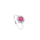 Anillo Plata Ley 925 con Rodio y Zirconia AAA Color Rojo Rubí y Blanco