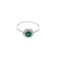 Anillo Plata Ley 925 con Rodio y Zirconia AAA Color Verde Esmeralda y Blanco Redondo