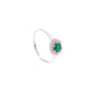 Anillo Plata Ley 925 con Rodio y Zirconia AAA Color Verde Esmeralda y Blanco Redondo
