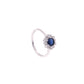 ANILLO  EN PLATA LEY .925, CON RODIO , ZIRCONIA AAA   AZUL ZAFIRO Y BLANCO, REDONDO