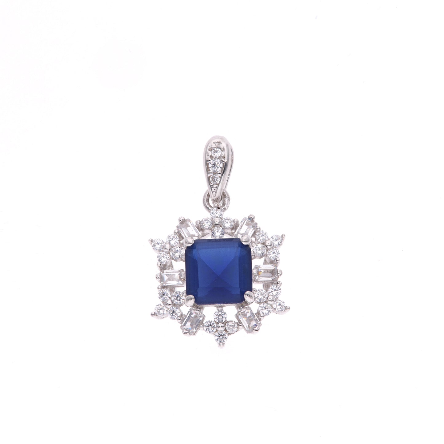 DIJE  EN PLATA LEY .925, CON RODIO , ZIRCONIA AAA  AZUL ZAFIRO  Y  BLANCO Y AZUL, REDONDO