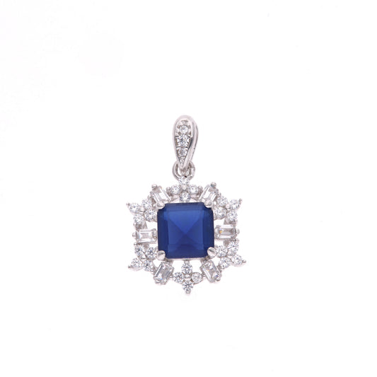 DIJE  EN PLATA LEY .925, CON RODIO , ZIRCONIA AAA  AZUL ZAFIRO  Y  BLANCO Y AZUL, REDONDO
