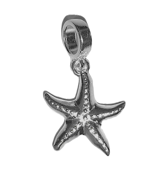Charm de Plata .925 - Estrella de Mar con Zircones Pavé y Rodio Negro