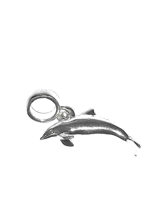 Charm de Plata .925 - Delfín en Postura de Salto con Arandela Europea
