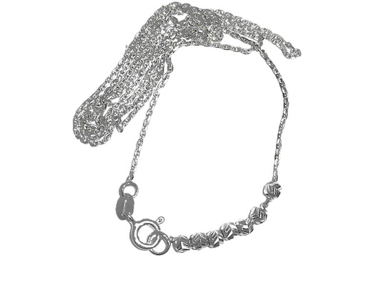 Collar de Plata .925 - Cadena Rolo con Cubos Diamantados Facetados en Degradé