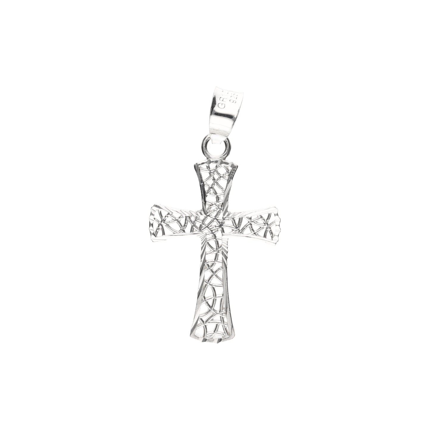 Conjunto Cadena Figaro Doble con Cruz Gótica Calada y Zircones Plata .925