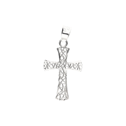 Conjunto Cadena Figaro Doble con Cruz Gótica Calada y Zircones Plata .925