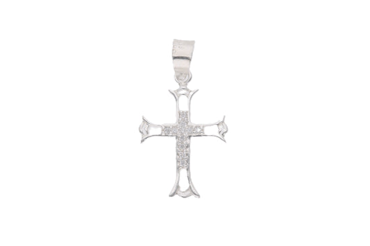 Conjunto Cadena Figaro Doble con Cruz Pavé de Zircones Plata .925