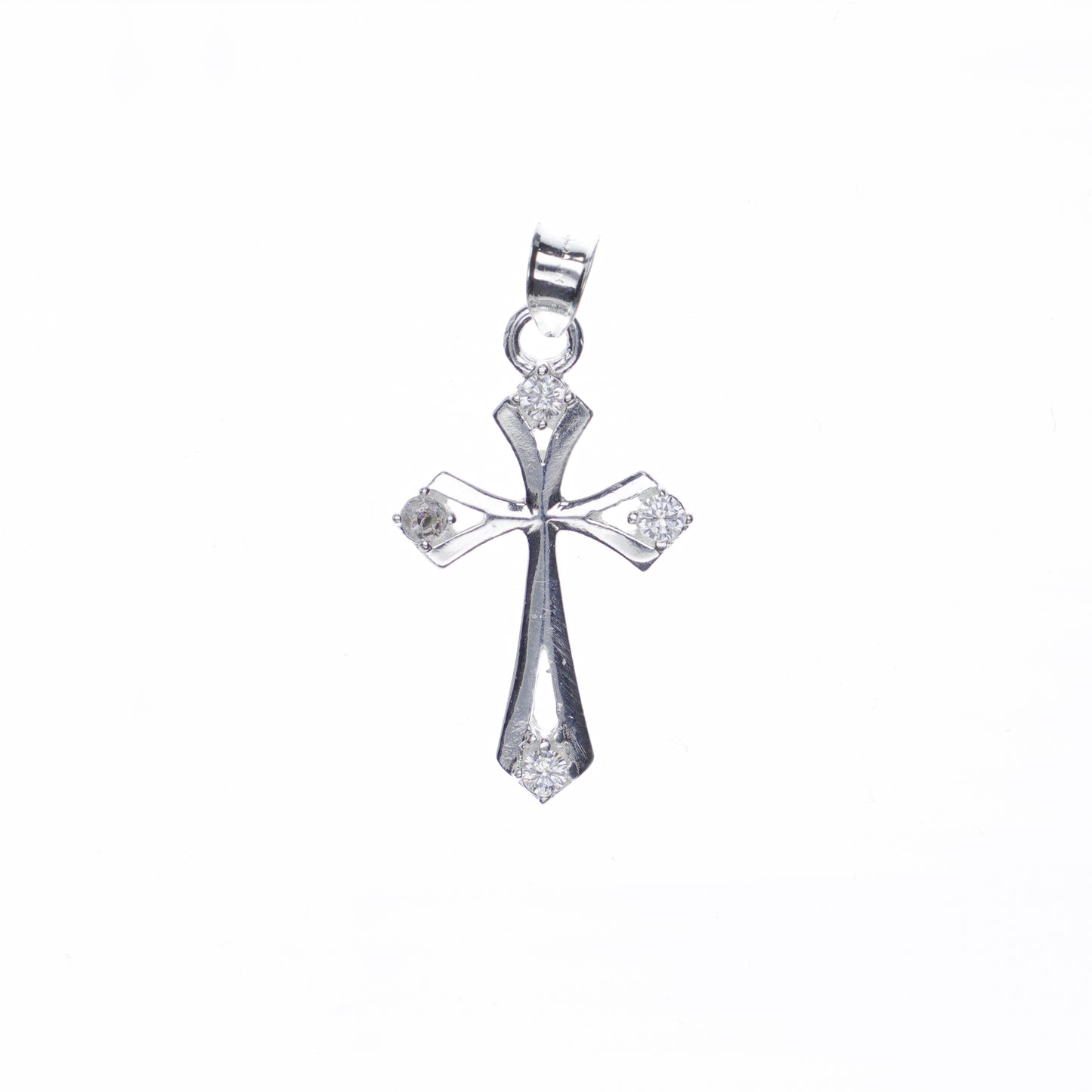 Set Cadena Figaro y dije con Cruz Calada y Zircones Plata .925