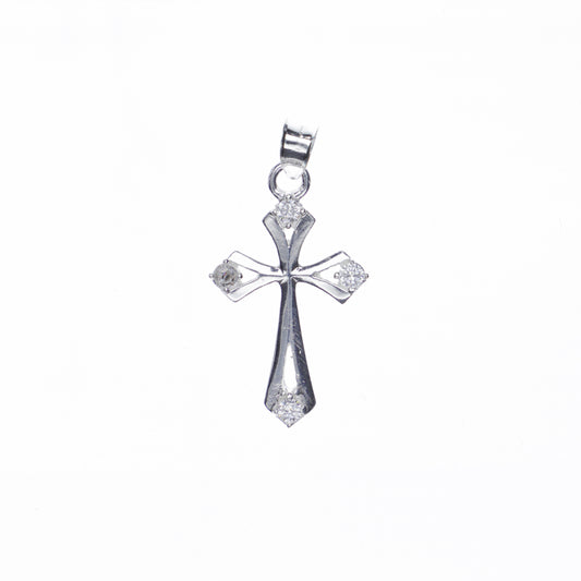 Set Cadena Figaro y dije con Cruz Calada y Zircones Plata .925