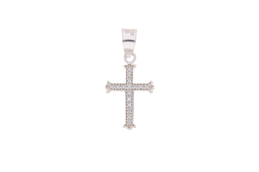 Conjunto Cadena Figaro Doble con Cruz Diamantada Plata .925