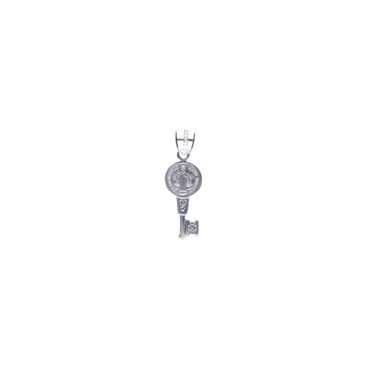 Conjunto Cadena Figaro Doble con Llave San Benito Grande Plata .925