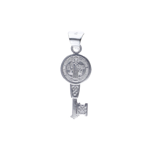 Conjunto Cadena Figaro Doble con Llave San Benito Relieve Plata .925