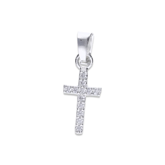 Dije Plata .925 Forma Cruz con Circonia - Joyería Religiosa