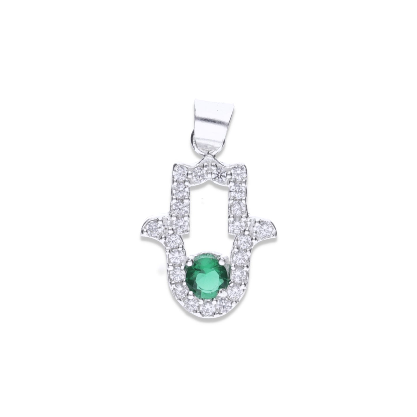 Dije Plata .925 Forma Mano de Fátima con Circonia - Joyería Espiritual