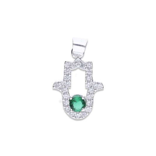 Dije Plata .925 Forma Mano de Fátima con Circonia - Joyería Espiritual