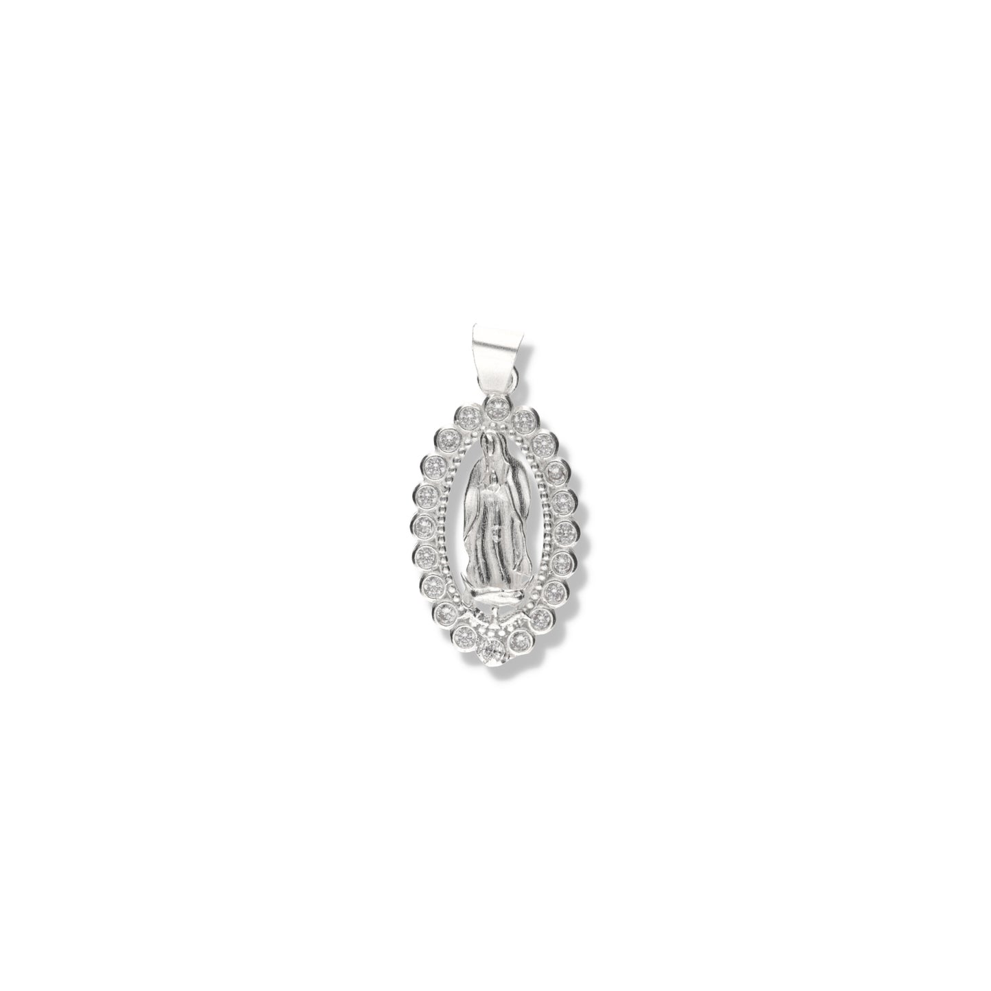 Dije Plata .925 Forma Virgen de Guadalupe con Circonia - Joyería Religiosa