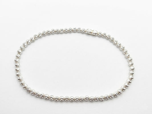 Pulsera de Plata .925 - Bolitas Diamantadas Ajustable