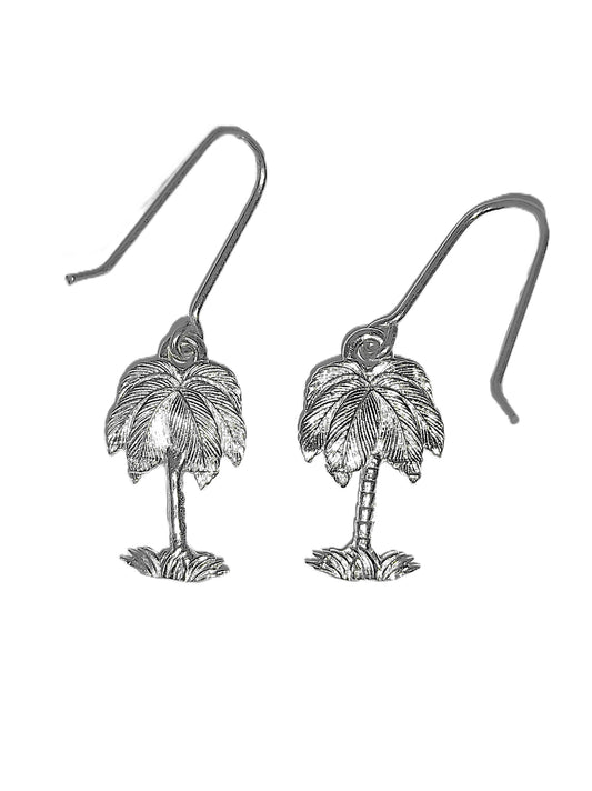 Aretes de Plata .925 - Palmera Tropical de Cuerpo Completo con Hojas Pinnadas