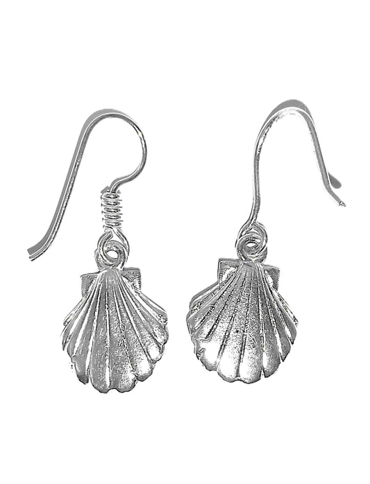Aretes de Plata .925 - Concha de Vieira Tridimensional Convexa con Altorrelieve