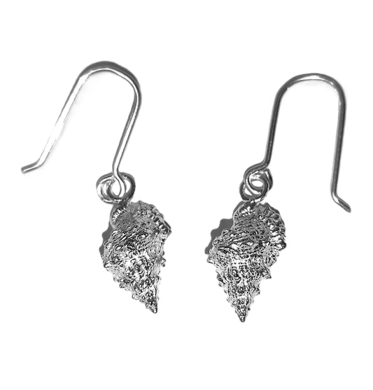 Aretes de Plata .925 - Caracol Murex Tridimensional con Espinas Orgánicas