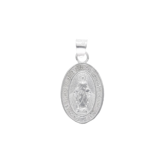 Medalla de Plata .925 - Oval Grande Virgen Milagrosa con Inscripción en Español