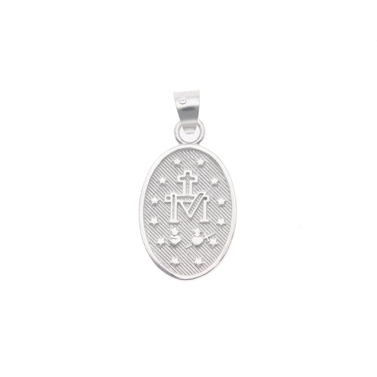 Medalla de Plata .925 - Oval Grande Virgen Milagrosa con Inscripción en Español