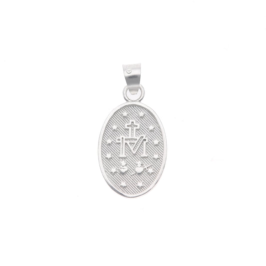 Medalla de Plata .925 - Oval Grande Virgen Milagrosa con Inscripción en Español