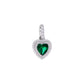 Dije Corazón Esmeralda con Doble Halo Pavé — Plata .925