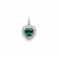 Dije corazón grande de esmeralda verde intenso con doble halo de micro-zircones blancos en pavé y argolla pavé en plata .925