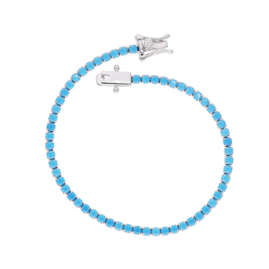 Pulsera Tennis de Zircones Azul Turquesa — Plata .925