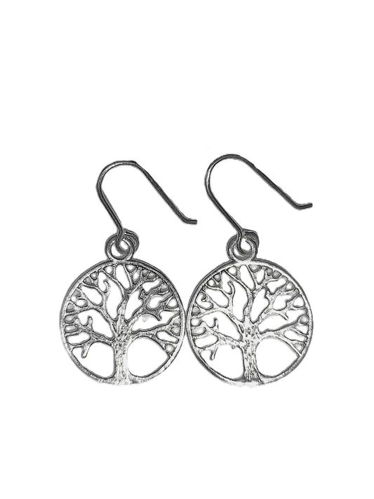 Aretes de Plata .925 - Árbol de la Vida Calado dentro de Aro Circular