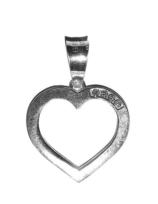 Dije de Plata .925 - Corazón Calado con Marco Biselado Satinado