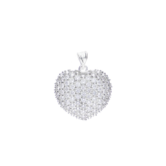 Dije de  Plata Ley .925 en Forma Corazón con Circonia - Joyería Elegante