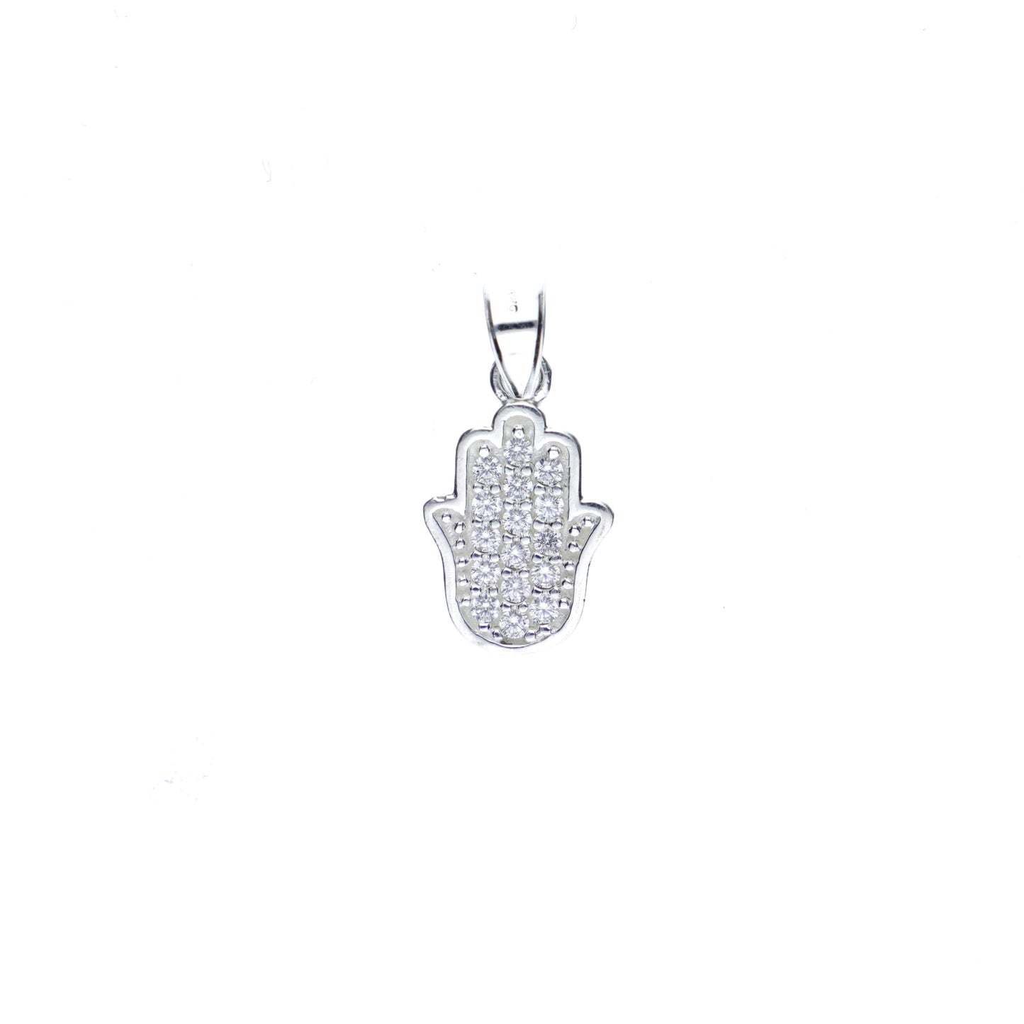 Dije de Plata ley .925 Forma Mano de Fátima con Circonia DAP059